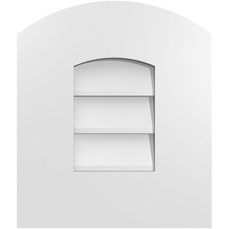 Ekena Millwork Arch Top Surface Mount PVC Gable Vent: Functional, w/ 3-1/2"W x 1"P Standard Frame, 12"W x 14"H GVPAR12X1401SF